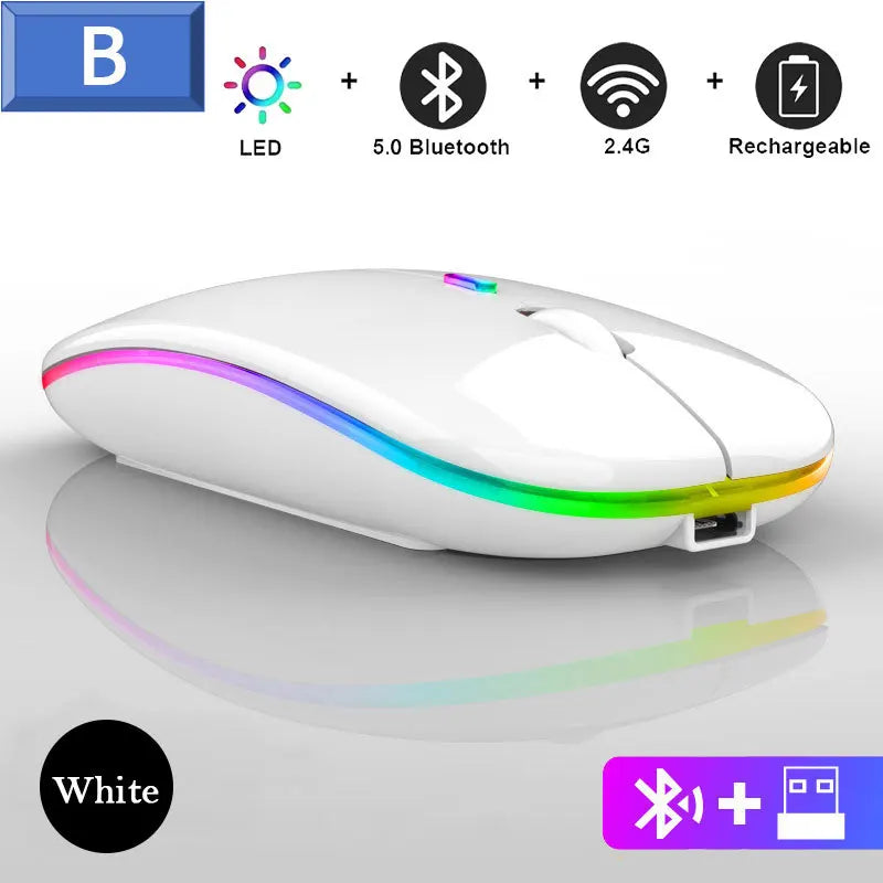 Hot Wireless Bluetooth Mouse 2.4GHz Dual Modes Rechargeable Mice RGB Ergonomic Silent Click Mouse for PC iPad Laptop