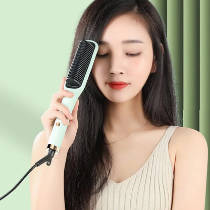 Multifunctional Straightener Electric Hair Straightening Curly Iron Brush Comb Curler Hair Straightener Brush Heating Hot Comb