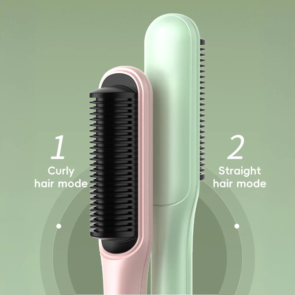 Multifunctional Straightener Electric Hair Straightening Curly Iron Brush Comb Curler Hair Straightener Brush Heating Hot Comb