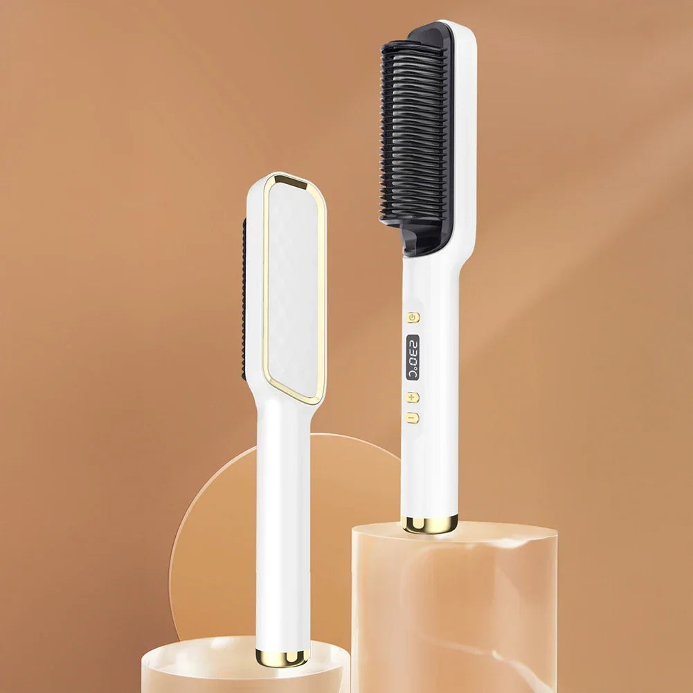 Multifunctional Straightener Electric Hair Straightening Curly Iron Brush Comb Curler Hair Straightener Brush Heating Hot Comb
