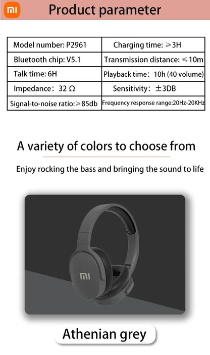 Xiaomi Wireless Bluetooth Headphones Over Ear HiFi Stereo Foldable Lightweight Headset HIFI Stereo Suitable for Samsung iPhone