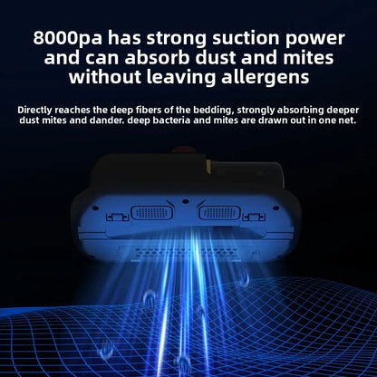 Household dust mite removal device with high suction power, double tapping and ultraviolet sterilization to eliminate dust mites