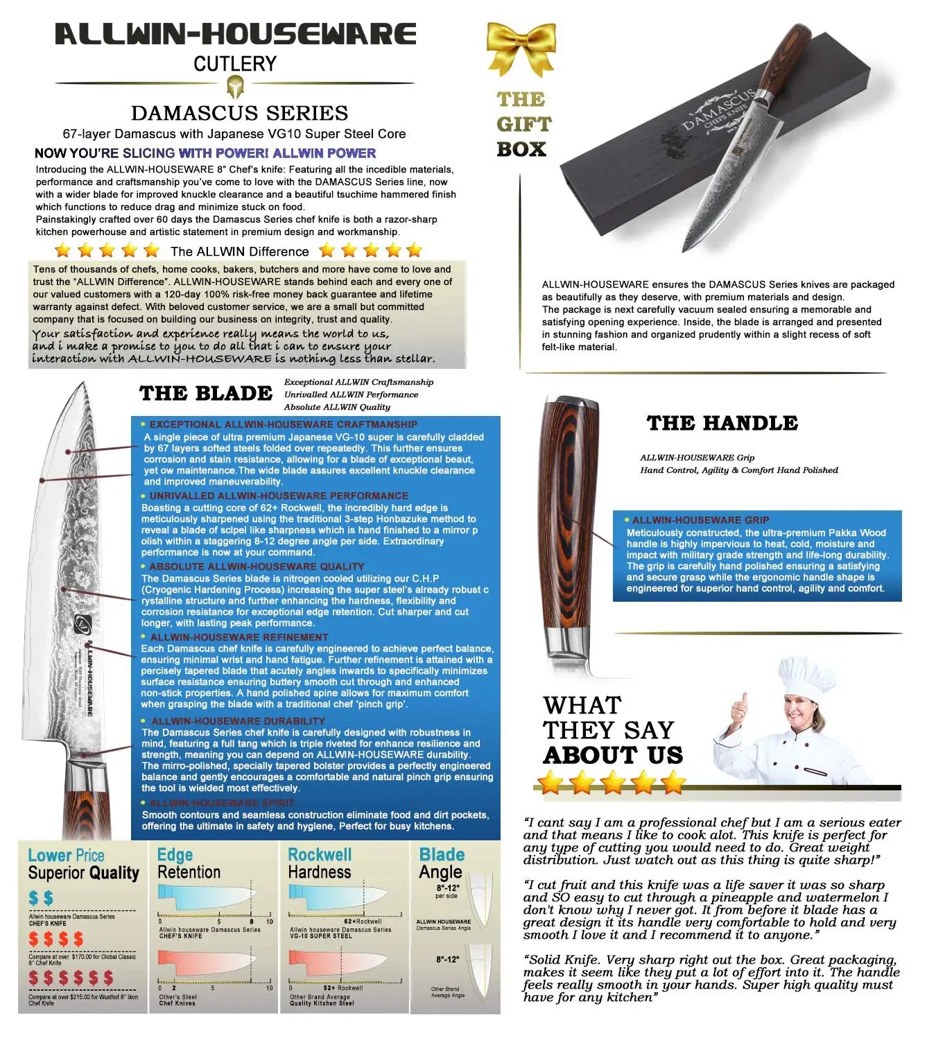 Damascus Knives 67 Layer Chef Knife Japanese Santoku Damascus 8 Inch Chef Knife  Professional Knives Set Utility Paring Knife