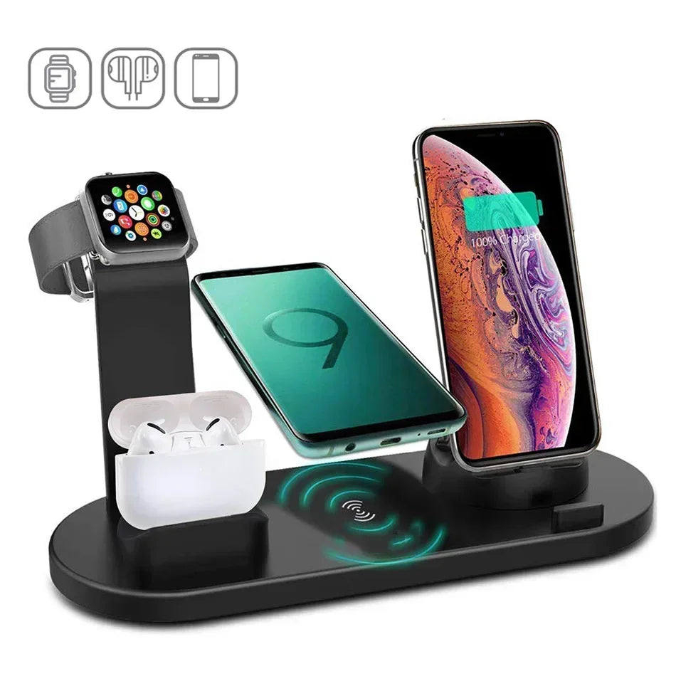 100W 7 In 1 Wireless Charger Stand For iPhone 16-12 Apple Watch 9/8/7/6 Airpods Pro2/1 Phone Chargers Fast Charging Dock Station