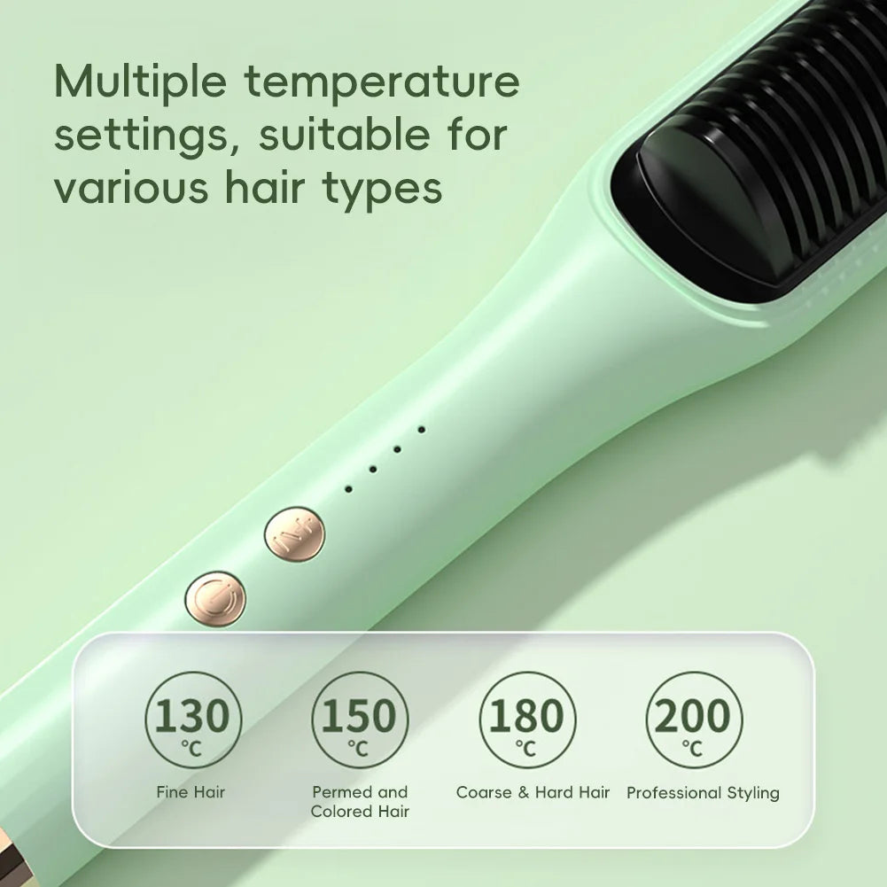 Multifunctional Straightener Electric Hair Straightening Curly Iron Brush Comb Curler Hair Straightener Brush Heating Hot Comb