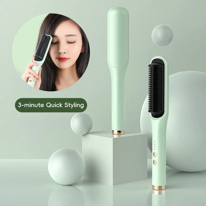 Multifunctional Straightener Electric Hair Straightening Curly Iron Brush Comb Curler Hair Straightener Brush Heating Hot Comb