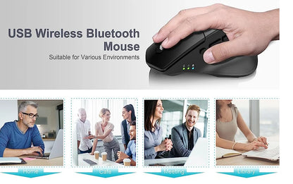 Multi-Device Wireless Bluetooth Mouse Ergonomic Silent Clicking USB Rechargeable Mouse for Computer Desktop PC Laptop Mac iPad