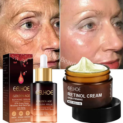 Retinol Wrinkle Remover Face Set Instant Firming Lifting Anti-Aging Serum Fade Fine Lines Whitening Korean Skin Care Products