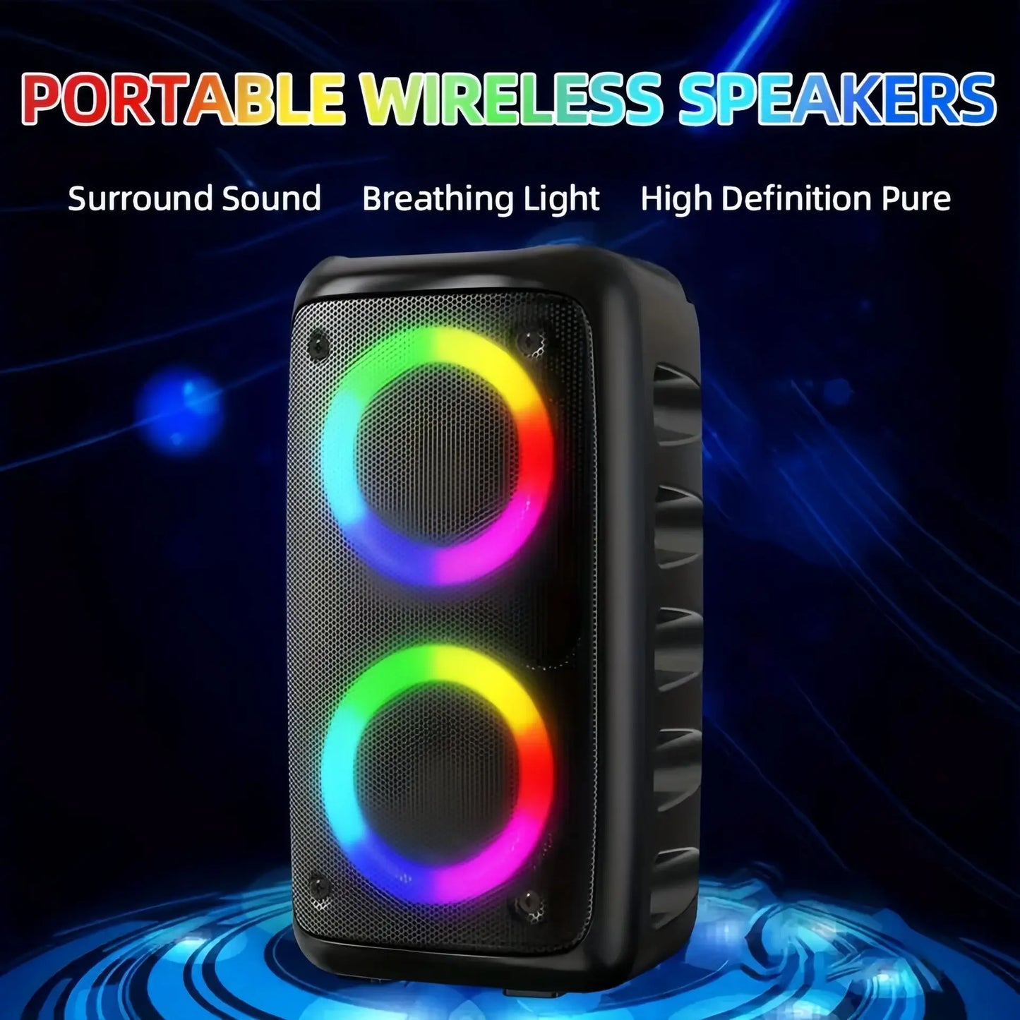 Wireless Karaoke Bluetooth Speaker Subwoofer Portable With Microphone Radio FM Lamp Machine Sound Box Music LED TWS Caixa De Som