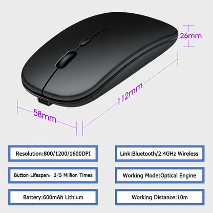 Hot Wireless Bluetooth Mouse 2.4GHz Dual Modes Rechargeable Mice RGB Ergonomic Silent Click Mouse for PC iPad Laptop