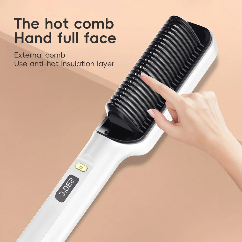 Multifunctional Straightener Electric Hair Straightening Curly Iron Brush Comb Curler Hair Straightener Brush Heating Hot Comb