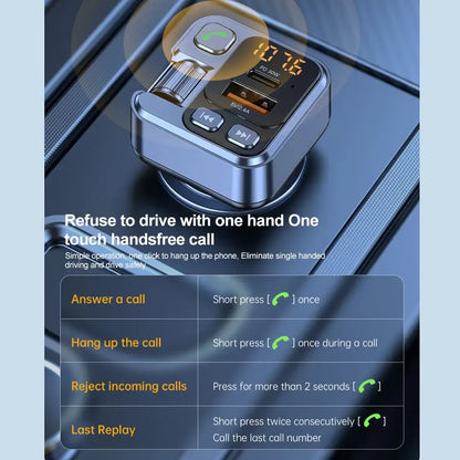 Car Bluetooth Receiver Usb U Disk Read Pd20W Fast Charging Digital Display Car Mobile Phone Adapter Fm Transmiter for Cellphones