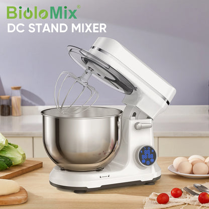 BioloMix 1200W Kitchen Food Stand Mixer, 11-Speeds DC Motor, Digital OLED Screen, Electric Food Mixer with Dough Hook, Whisk
