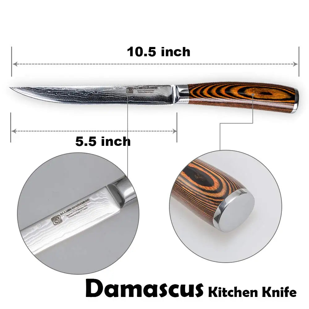 Damascus Knives 67 Layer Chef Knife Japanese Santoku Damascus 8 Inch Chef Knife  Professional Knives Set Utility Paring Knife