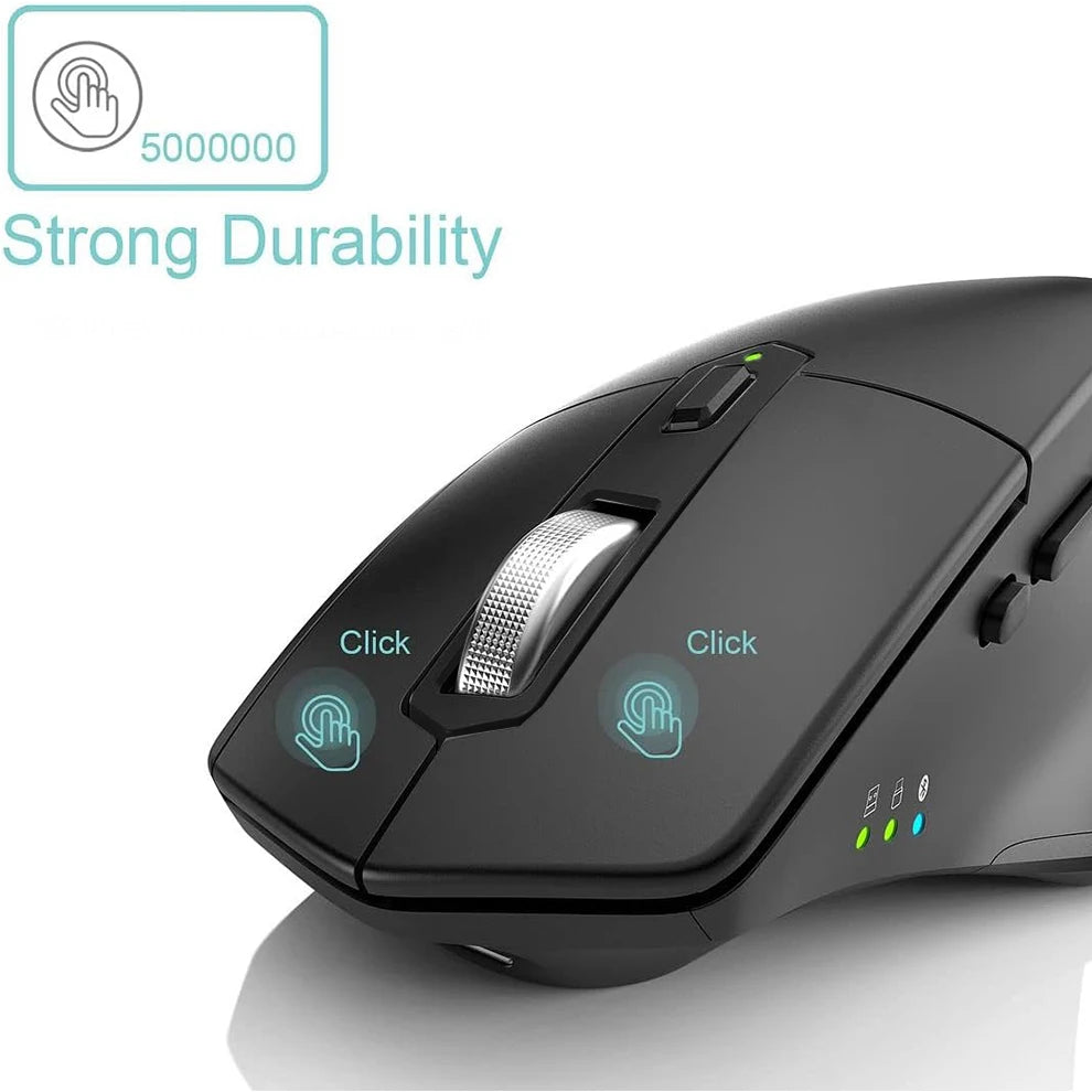 Multi-Device Wireless Bluetooth Mouse Ergonomic Silent Clicking USB Rechargeable Mouse for Computer Desktop PC Laptop Mac iPad