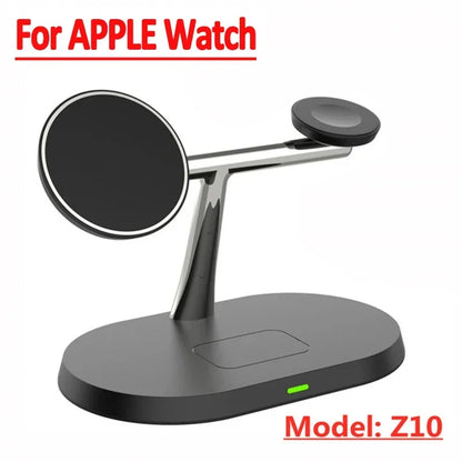 Black Z10 charging dock stand for Apple Watch with dual holders and green indicator light