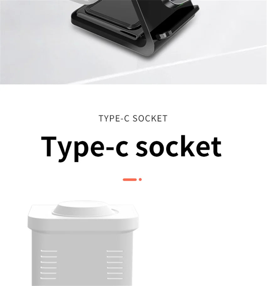 Black Type-C socket on white background, modern USB-C charging accessory.