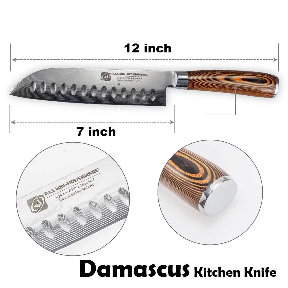 Damascus Knives 67 Layer Chef Knife Japanese Santoku Damascus 8 Inch Chef Knife  Professional Knives Set Utility Paring Knife