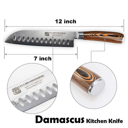 Damascus Knives 67 Layer Chef Knife Japanese Santoku Damascus 8 Inch Chef Knife  Professional Knives Set Utility Paring Knife