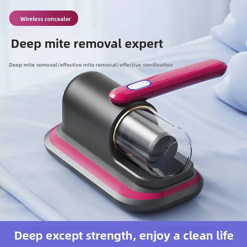 Household dust mite removal device with high suction power, double tapping and ultraviolet sterilization to eliminate dust mites