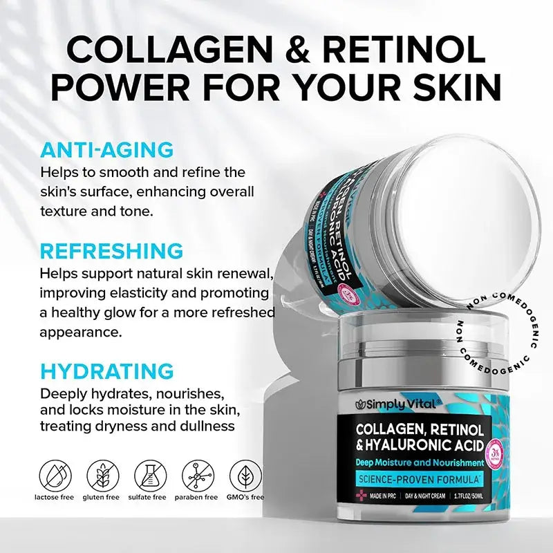 50ML Retinol Wrinkle Remover Face Cream Collagen Hyaluronic Acid Moisturizing Creams Deep Nourishing Day Night Skin Care
