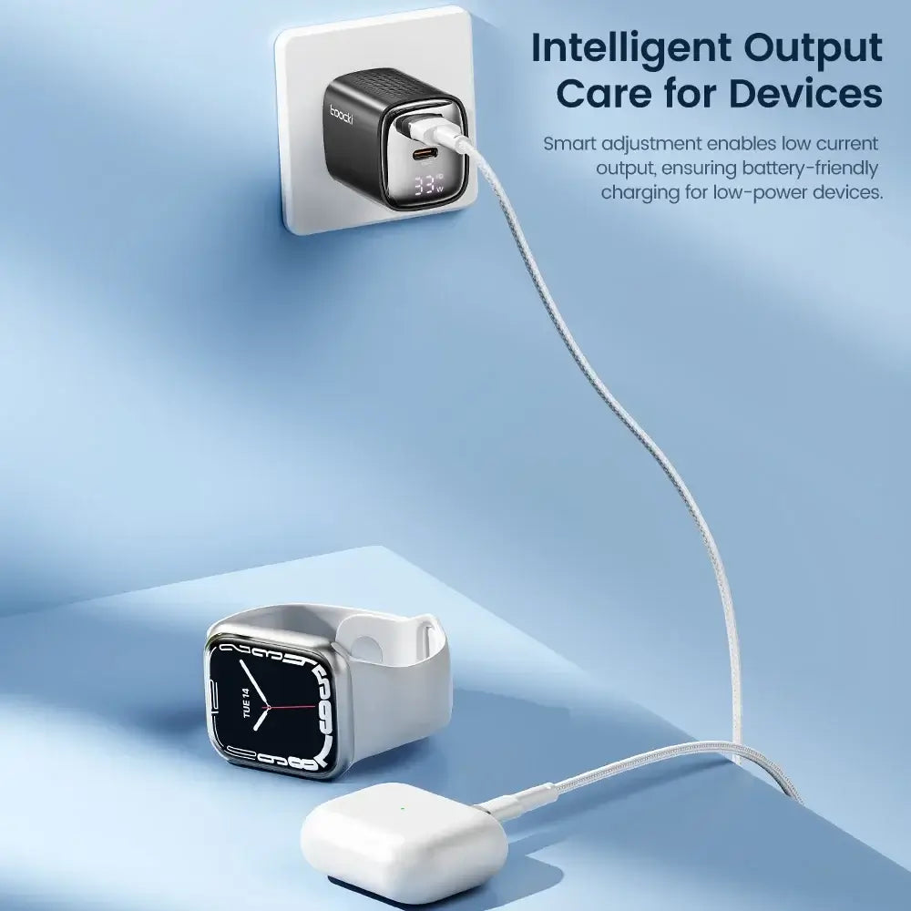 Toocki 33W GaN USB C Charger Digital Display PD Fast Charging For iPhone 15 14 Max Pro iPad For Xiaomi Poco Samsung S23 Charger