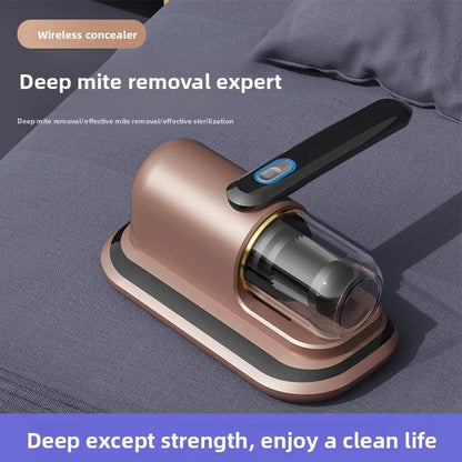Household dust mite removal device with high suction power, double tapping and ultraviolet sterilization to eliminate dust mites
