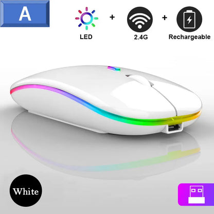 Hot Wireless Bluetooth Mouse 2.4GHz Dual Modes Rechargeable Mice RGB Ergonomic Silent Click Mouse for PC iPad Laptop
