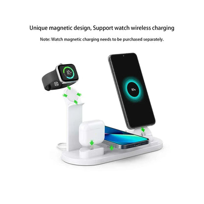 100W 7 In 1 Wireless Charger Stand For iPhone 16-12 Apple Watch 9/8/7/6 Airpods Pro2/1 Phone Chargers Fast Charging Dock Station