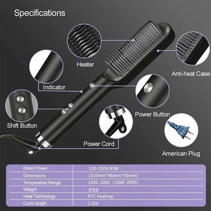Electric Hair Straightener Brush Professional Fashion Fast Heating Ceramic Hair Straightener