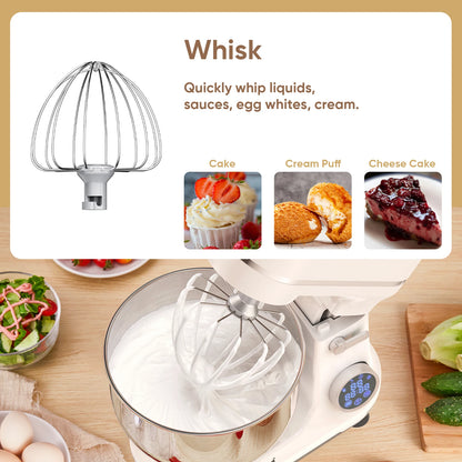 BioloMix 1200W Kitchen Food Stand Mixer, 11-Speeds DC Motor, Digital OLED Screen, Electric Food Mixer with Dough Hook, Whisk