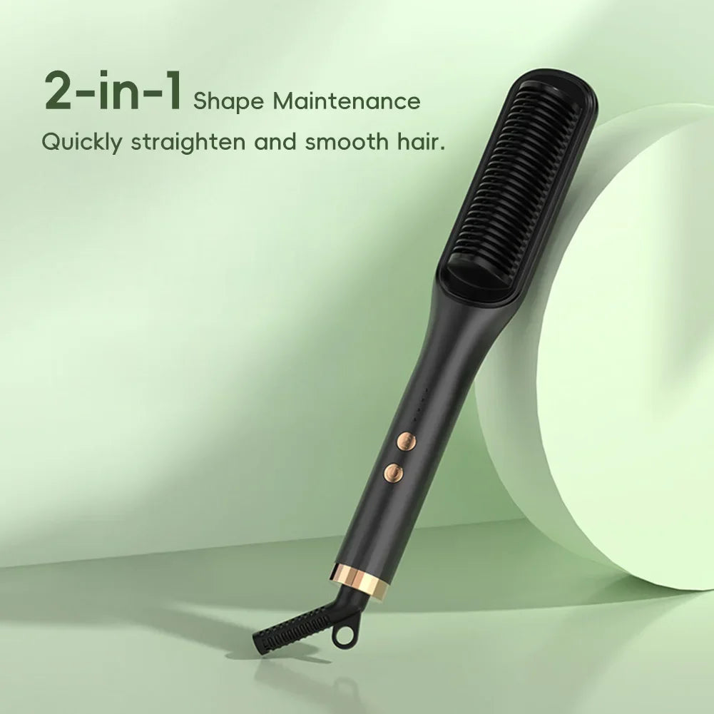 Multifunctional Straightener Electric Hair Straightening Curly Iron Brush Comb Curler Hair Straightener Brush Heating Hot Comb