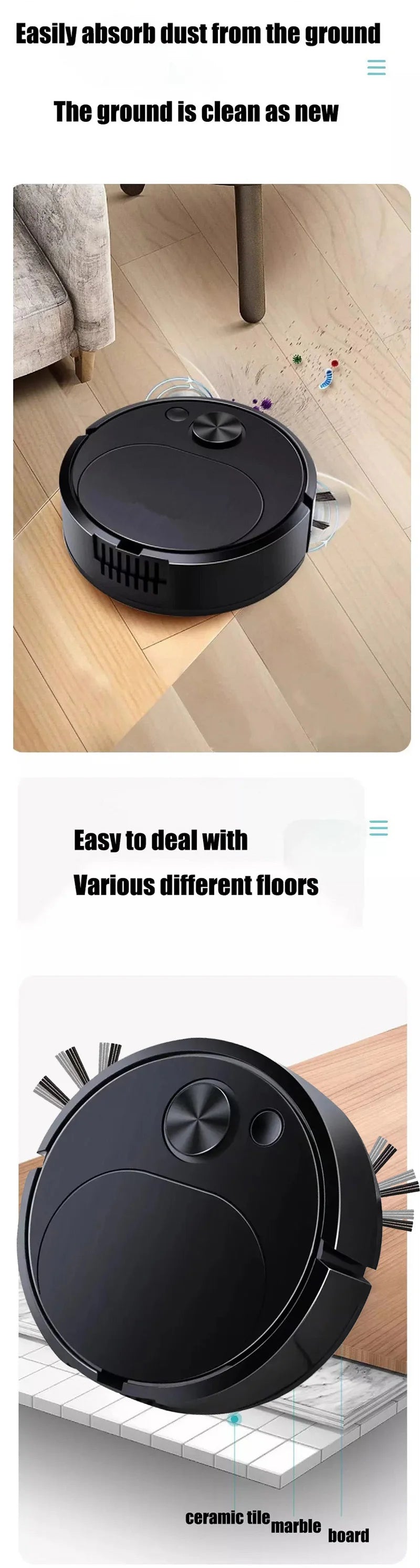 Smart Sweeping Robot Mini Silent Vacuum Wireless Cleaner Sweep Mop Brush Two-In-One Multi-Function Cleaning Machine For Home