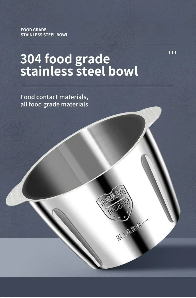 2L Stainless Steel Electric Chopper Meat Grinder Mincer Vegetable Chopper Meat Slicer Machine Household Grinder Food Processor